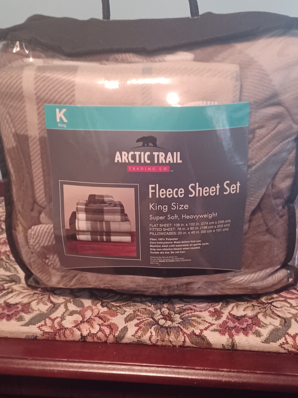 Arctic Trail King Fleece Sheet Set - Brown Plaid